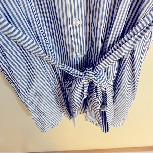 MELISSA Nepton Collar ButtonDown Belted Chest Pocket Striped Midi Shirt … - Picture 11 of 12